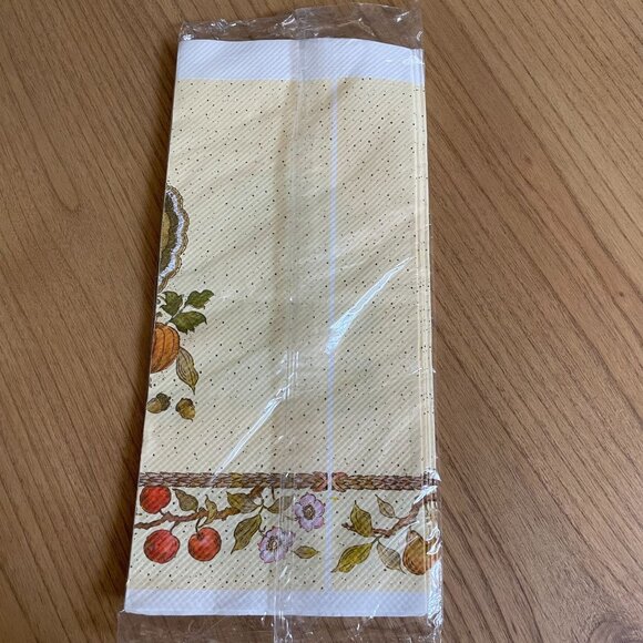 VTG Thanksgiving Paper Tablecover 54 X 96 Autumn Turkey Pumpkin Tablecloth Fall - Picture 3 of 4